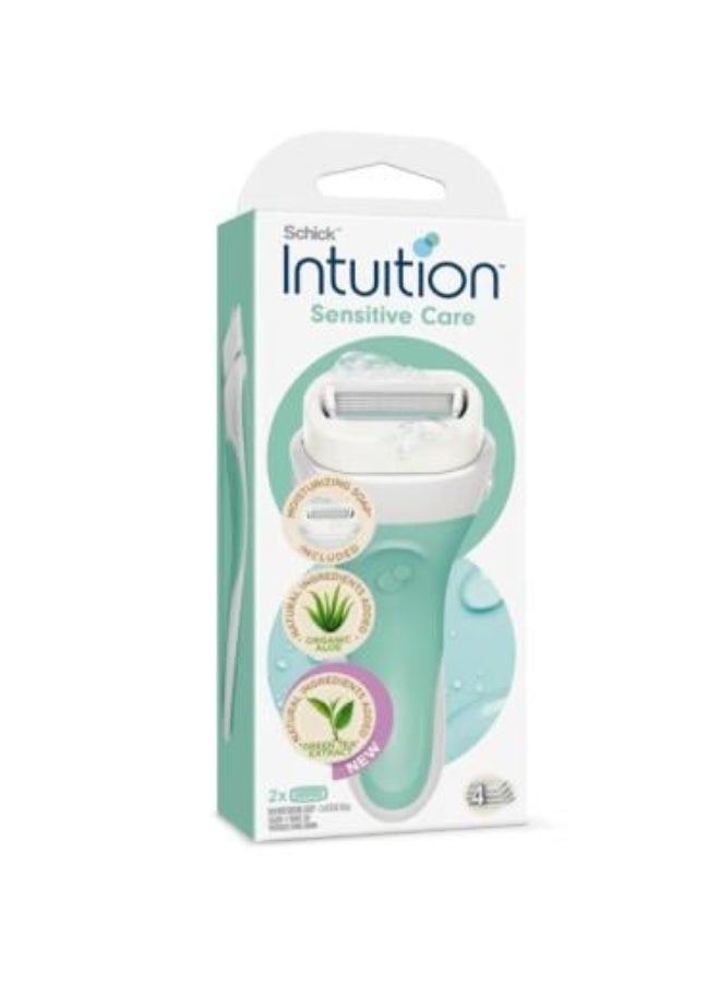 Intuition 2-in-1 Razor with Aloe and Vitamin E Lathering Soap pack of 2 Green